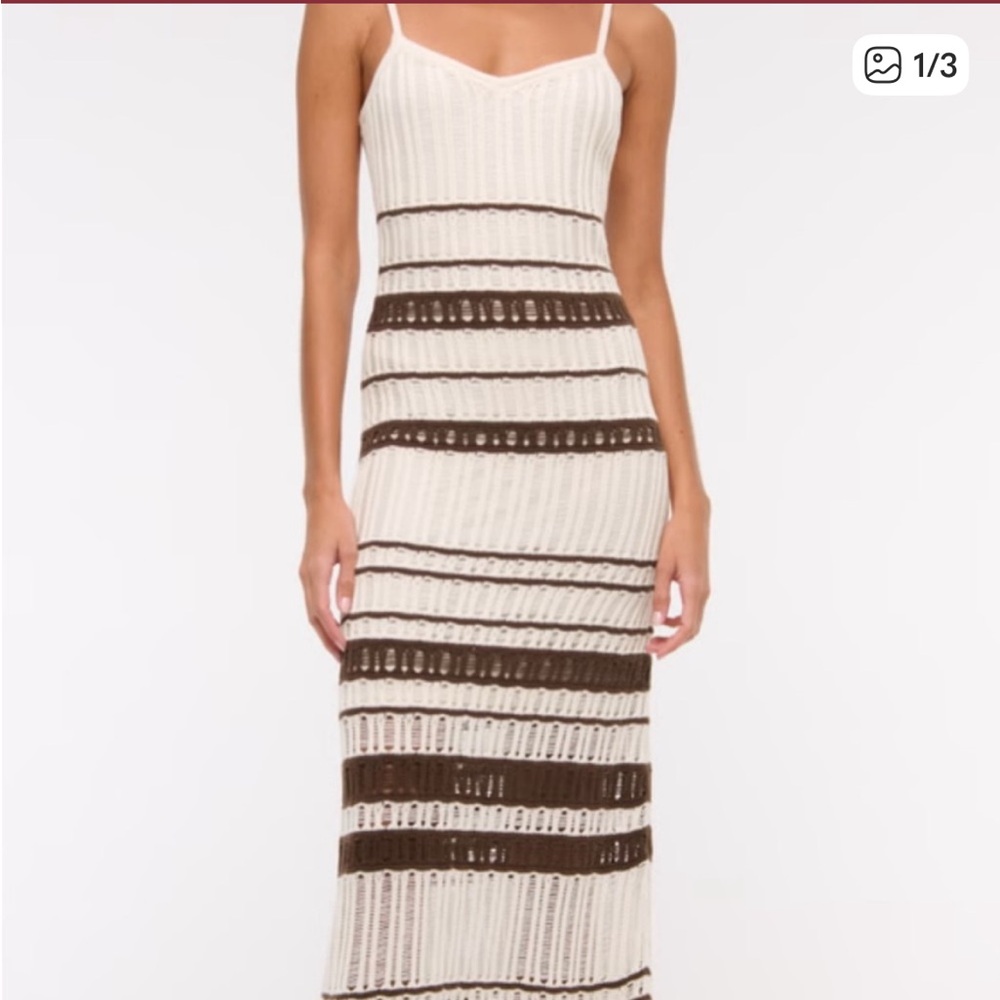 Abercrombie & Fitch Cream and Brown Knit dress